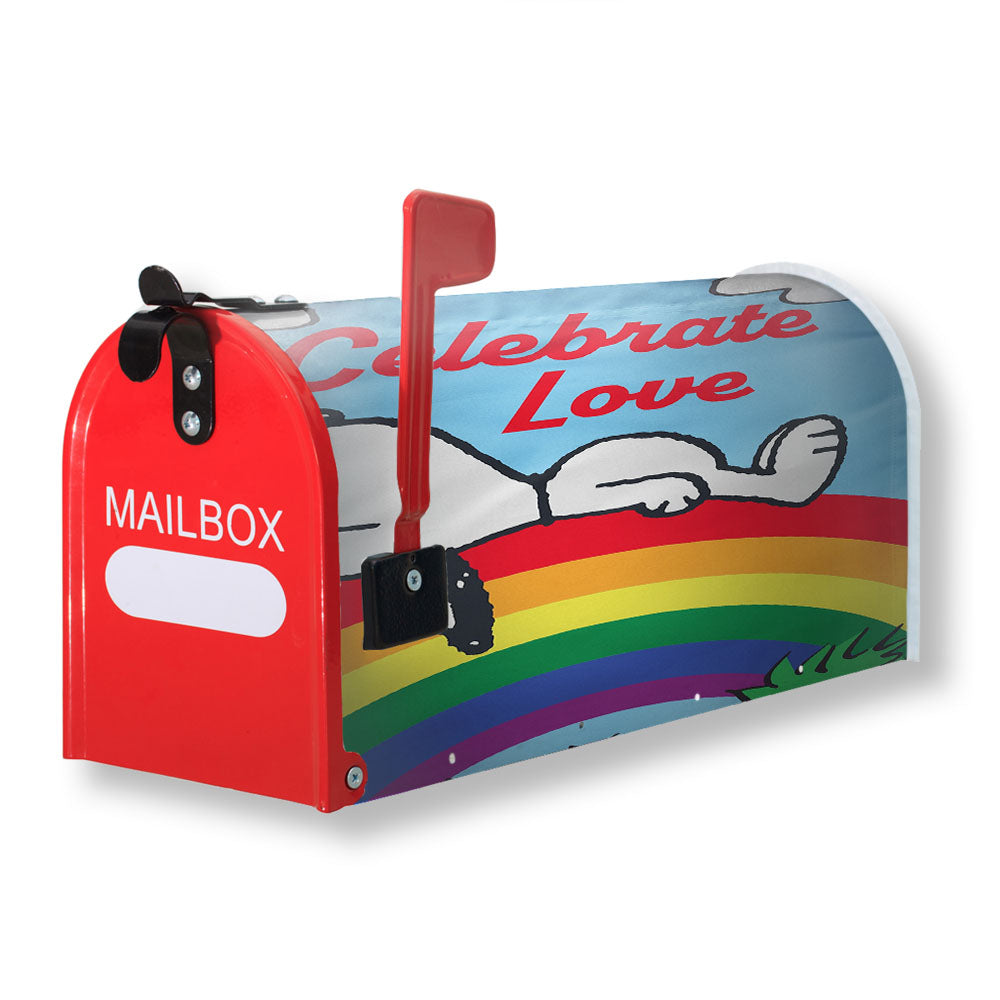 Peanuts Rainbow Celebrate Love Snoopy Magnetic Mailbox Cover - 18.0" x 21.0"