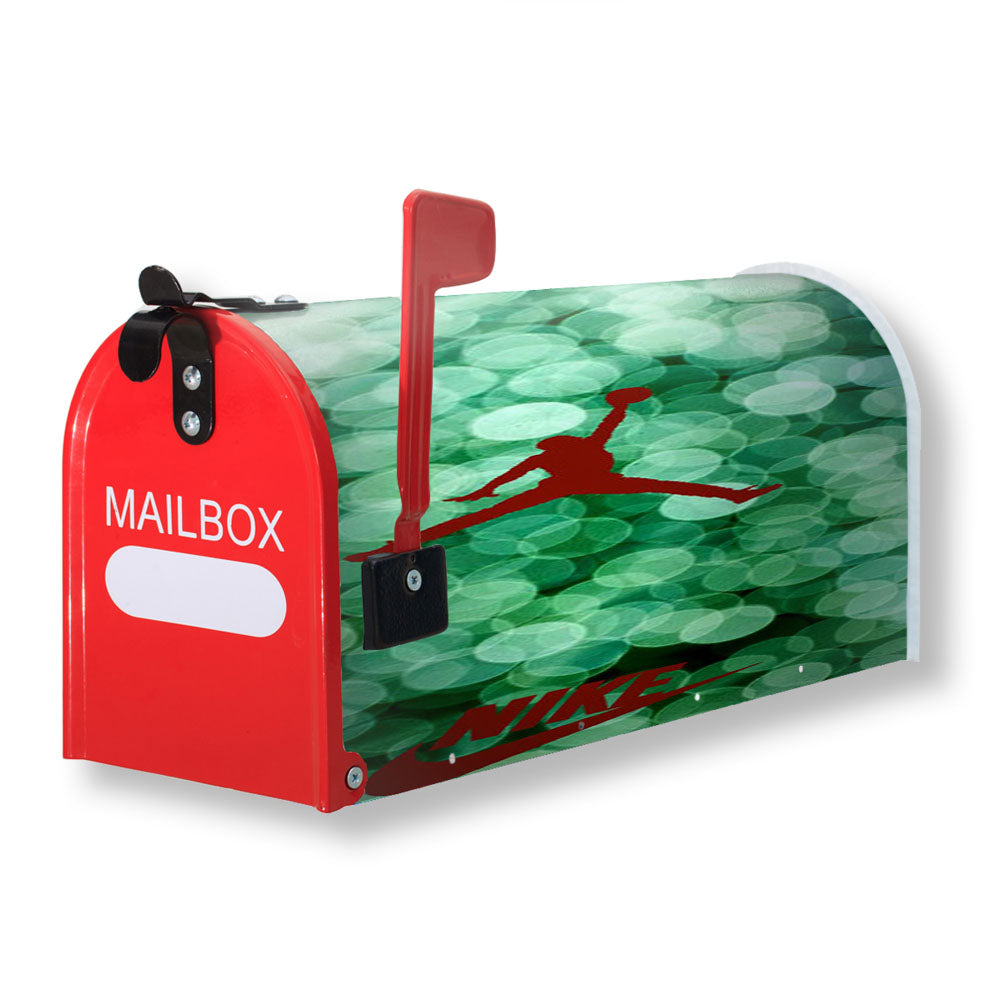 Red Nike Air Jordan Green Glitter Magnetic Mailbox Cover - 18.0" x 21.0"