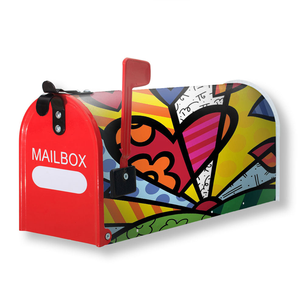 Romero Britto Pop Hearts Wallpaper Magnetic Mailbox Cover - 18.0" x 21.0"
