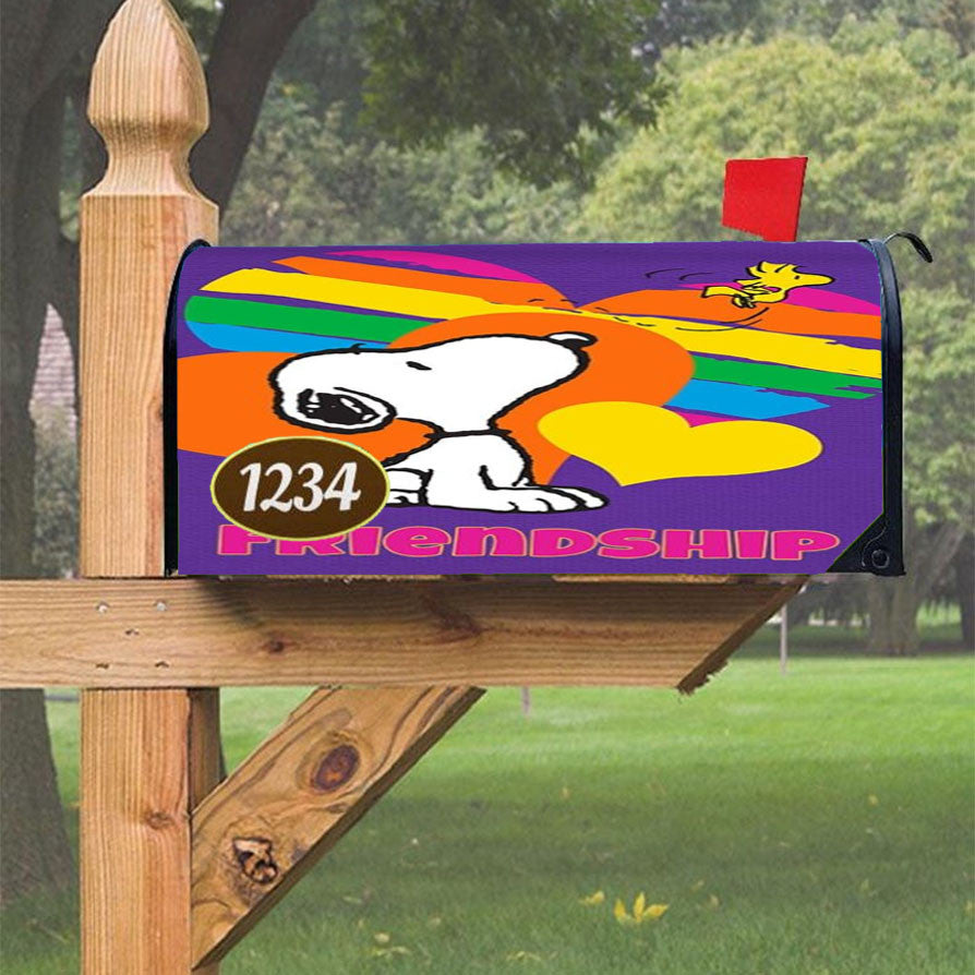Peanuts Rainbow Friendship Snoopy Magnetic Mailbox Cover 18" X 21" Outdoor Decor