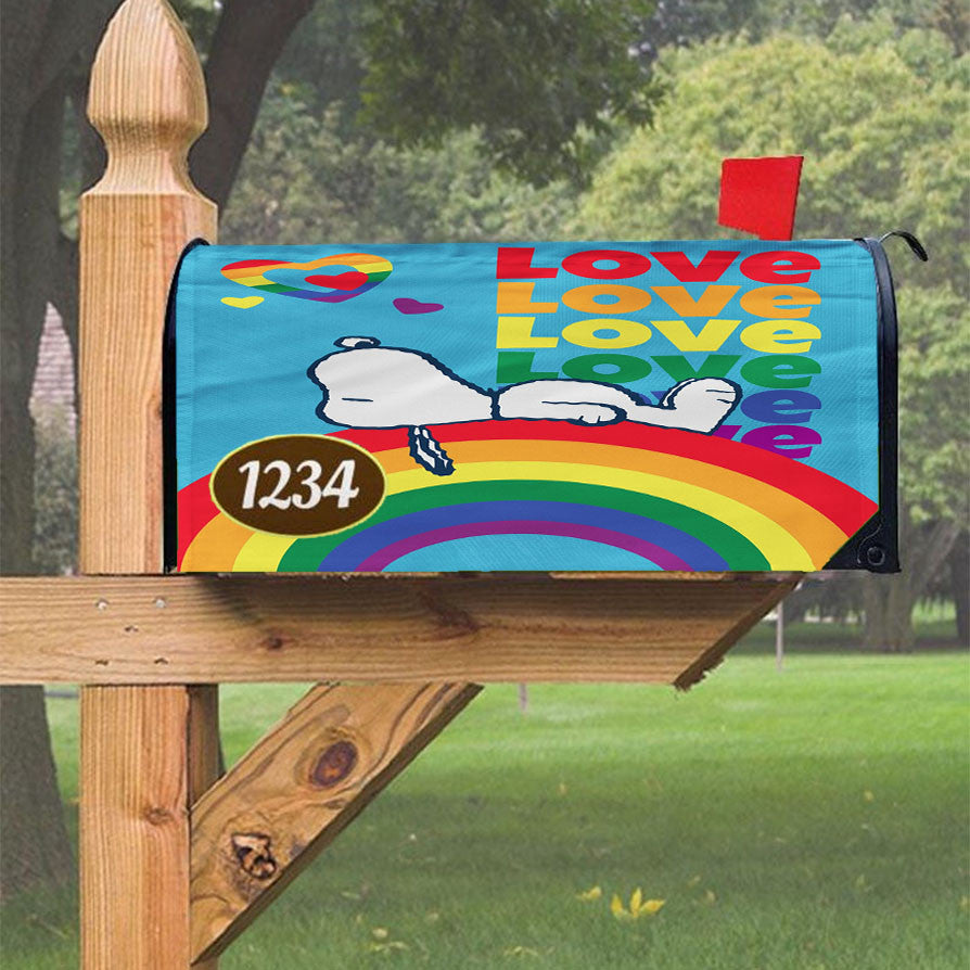 Peanuts Rainbow Pride Snoopy Magnetic Mailbox Cover 18" X 21" Outdoor Decor