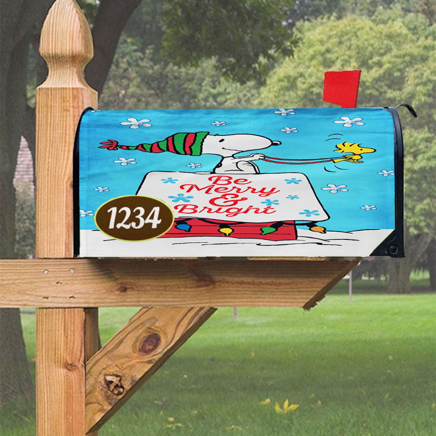 Peanuts Snoopy Christmas Magnetic Mailbox Cover 18" X 21" Outdoor Decor