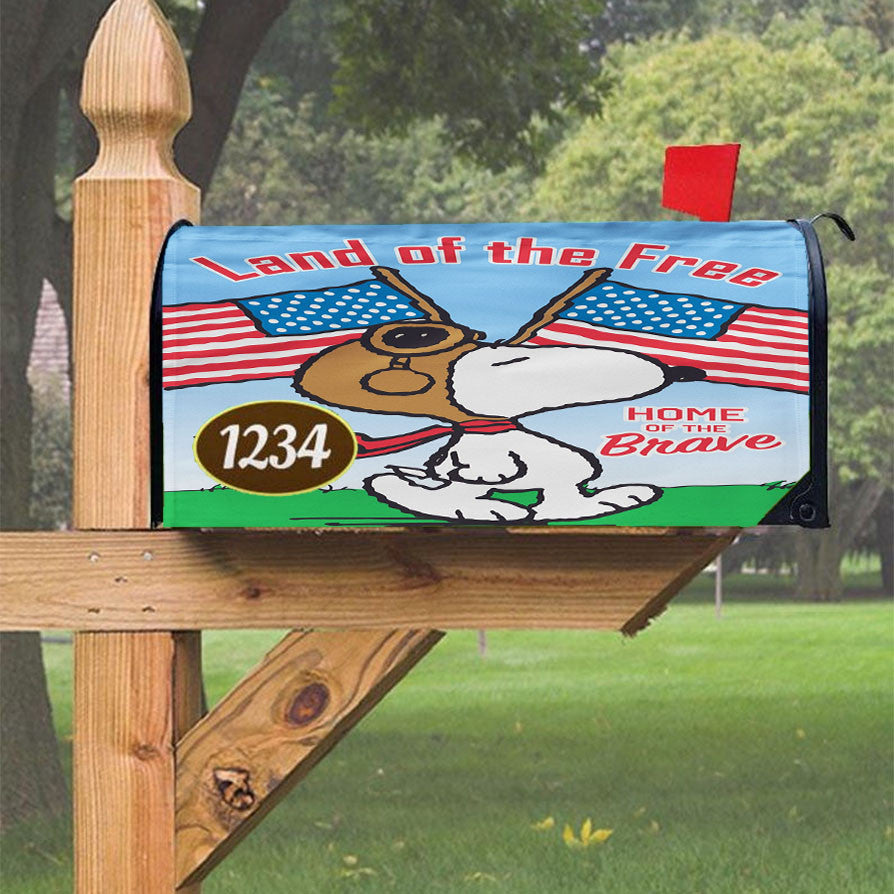 Peanuts Snoopy Land Of The Free Magnetic Mailbox Cover 18" X 21" Outdoor Decor