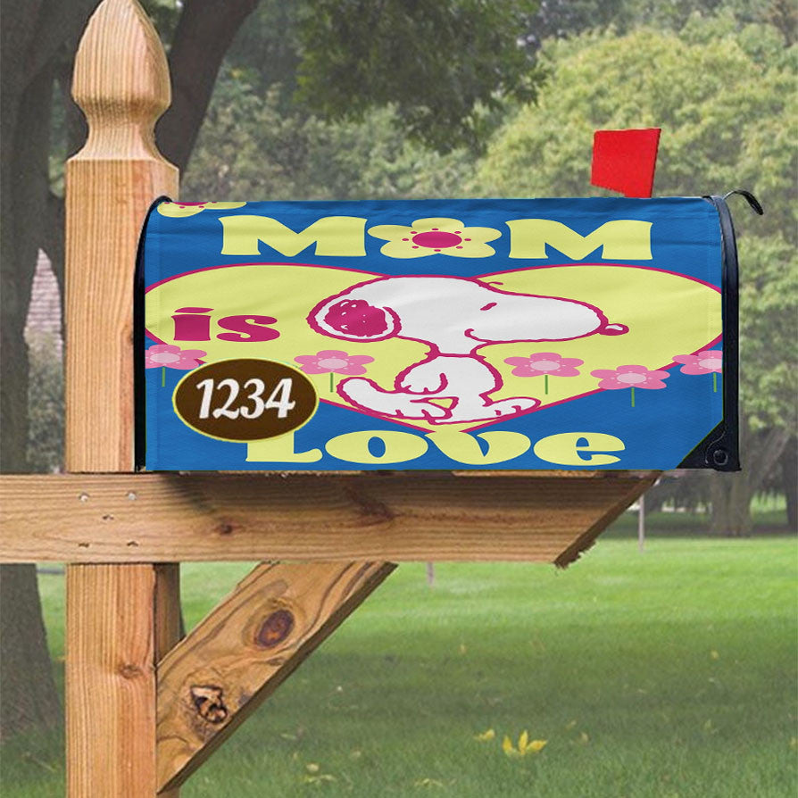 Peanuts Snoopy Mom Love Magnetic Mailbox Cover 18" X 21" Outdoor Decor