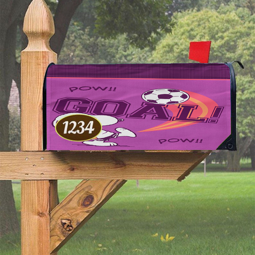 Peanuts Snoopy Soccer Goal Magnetic Mailbox Cover 18" X 21" Outdoor Decor