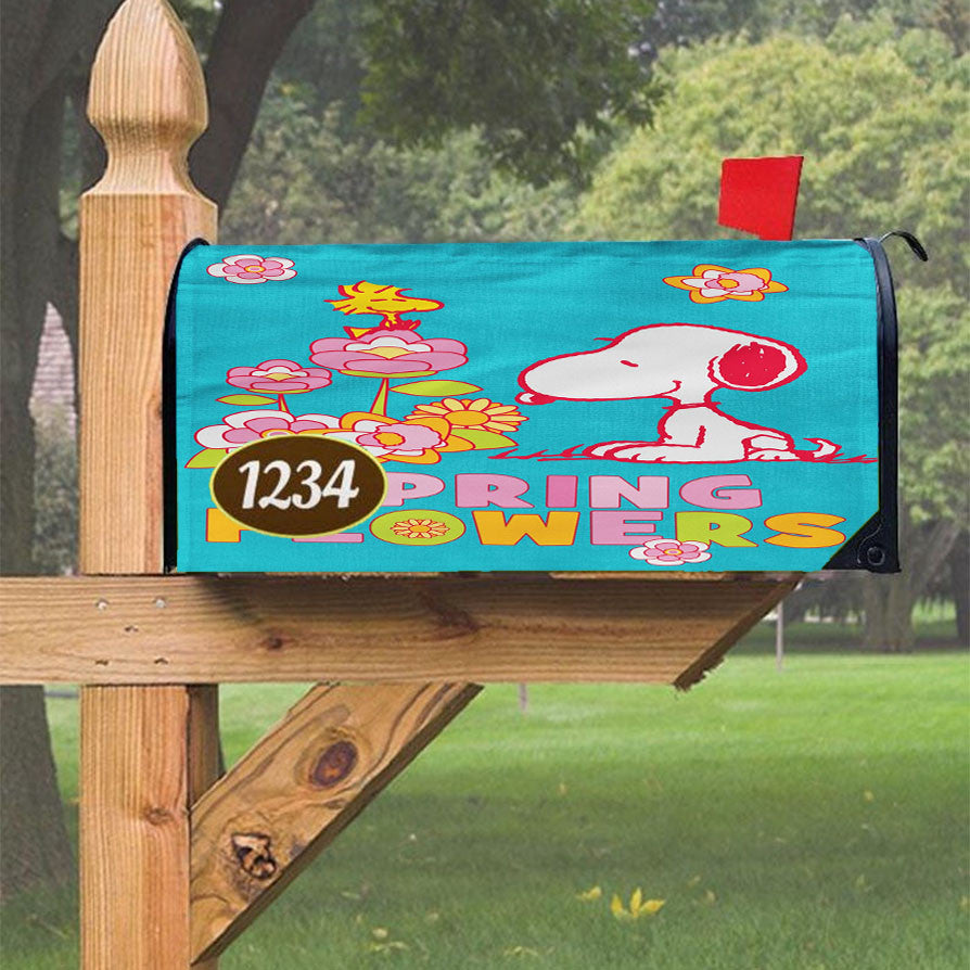 Peanuts Spring Flowers Magnetic Mailbox Cover 18" X 21" Outdoor Decor