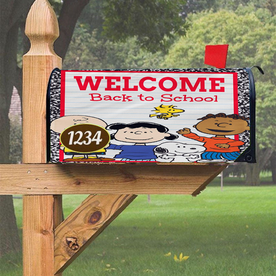 Peanuts Welcome Back To School Peanuts And The Gang Magnetic Mailbox Cover 18" X 21" Outdoor Decor