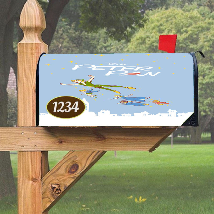 Peter Pan And Friends Flying Above New York Magnetic Mailbox Cover 18" X 21" Outdoor Decor