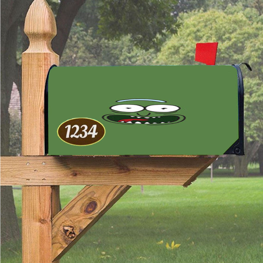 Pickle Rick Face Magnetic Mailbox Cover 18" X 21" Outdoor Decor