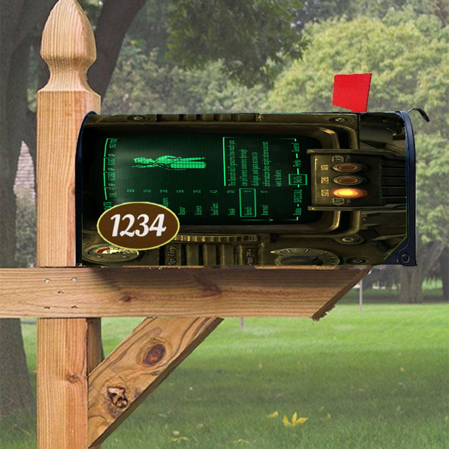Pip Boy D Magnetic Mailbox Cover 18" X 21" Outdoor Decor