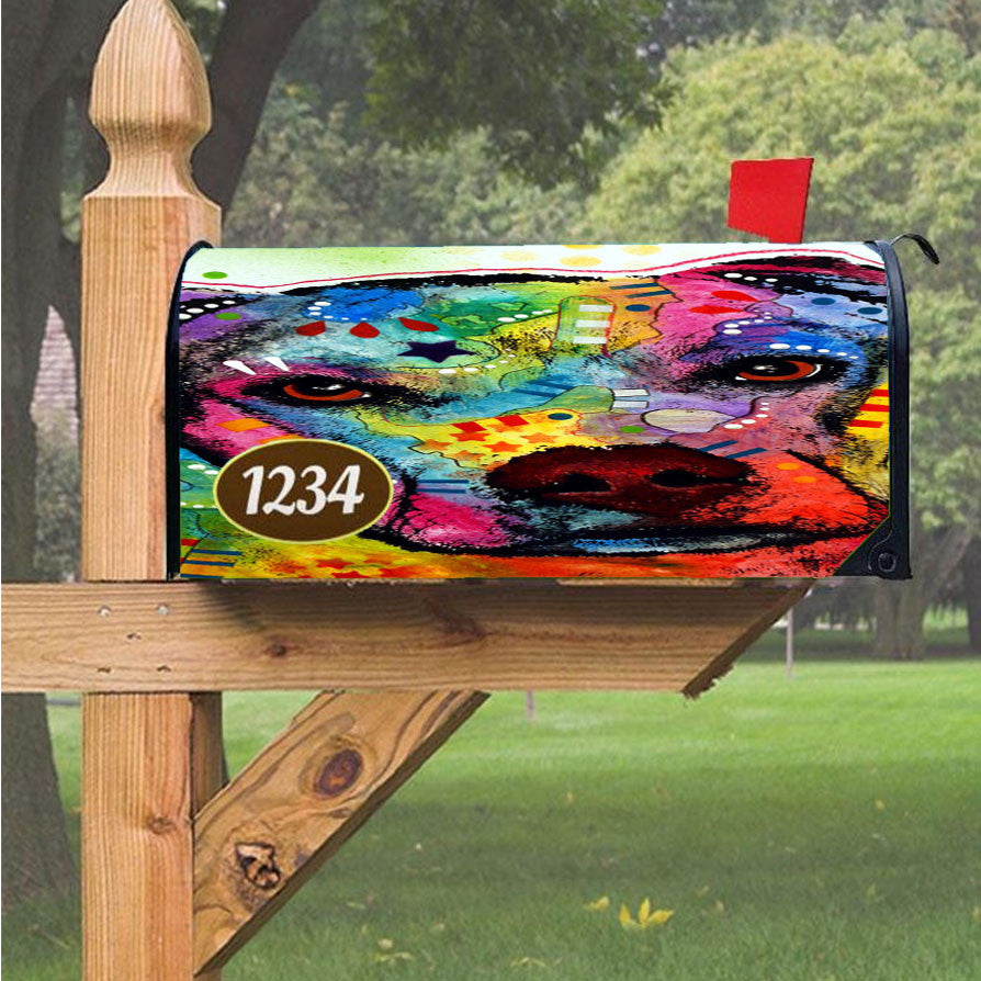 Pitbull Painting 2 Magnetic Mailbox Cover 18" X 21" Outdoor Decor