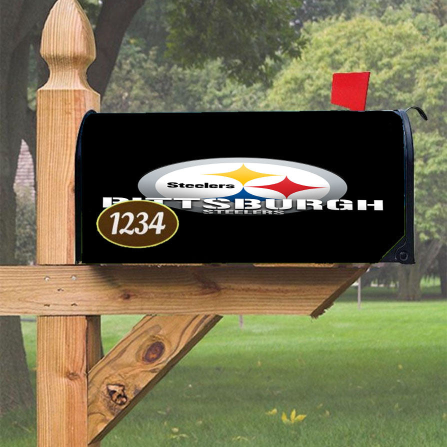 Pittsburgh Steelers Logo Black Magnetic Mailbox Cover 18" X 21" Outdoor Decor
