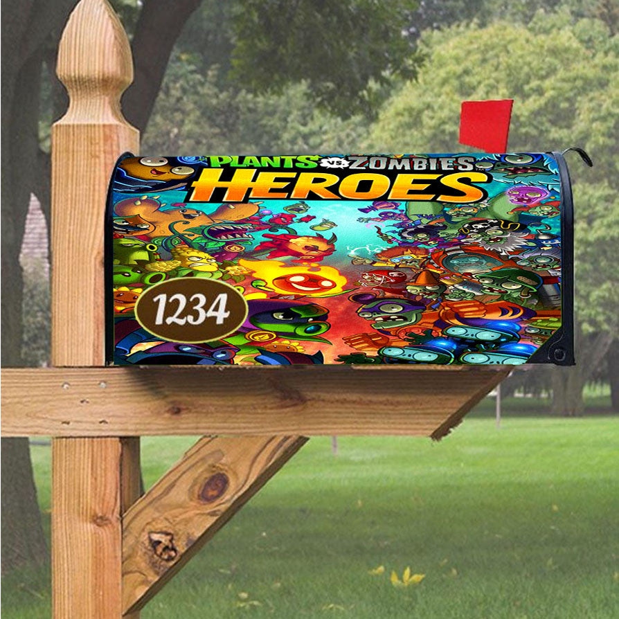 Plants Vs Zombies Heroes Cover Comic Magnetic Mailbox Cover 18" X 21" Outdoor Decor