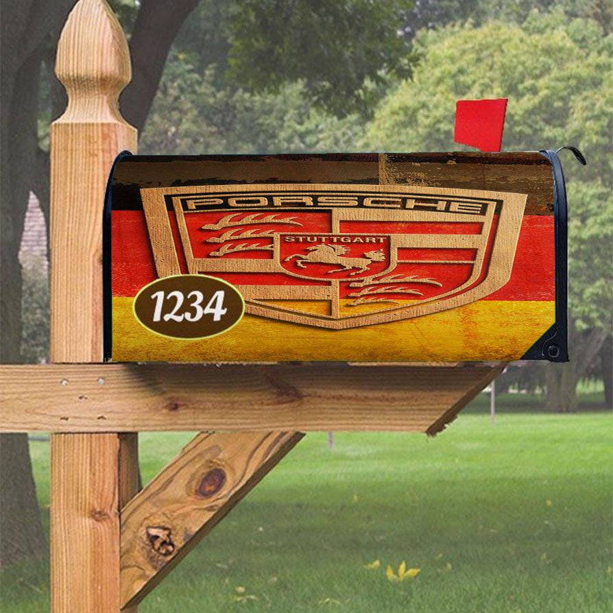 Plywood Porsche Logo Magnetic Mailbox Cover 18" X 21" Outdoor Decor