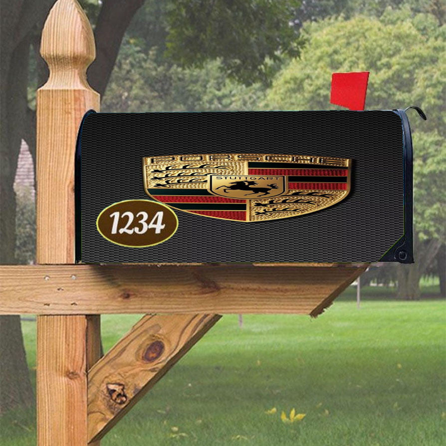 Porsche Carbon Logo Magnetic Mailbox Cover 18" X 21" Outdoor Decor