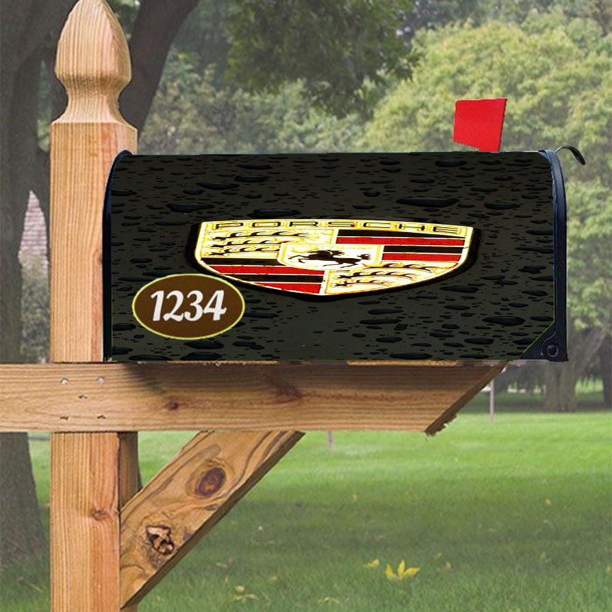 Porsche Logo Emblem Car Illustration Art Dark Magnetic Mailbox Cover 18" X 21" Outdoor Decor