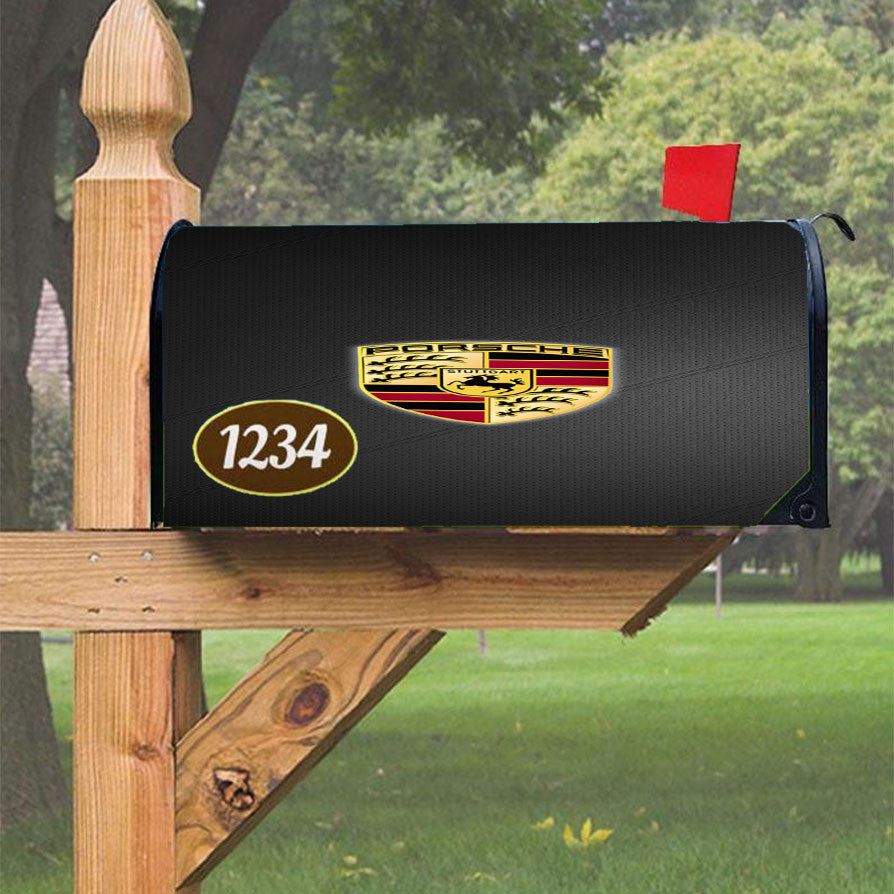 Porsche Logo Leather Magnetic Mailbox Cover 18" X 21" Outdoor Decor