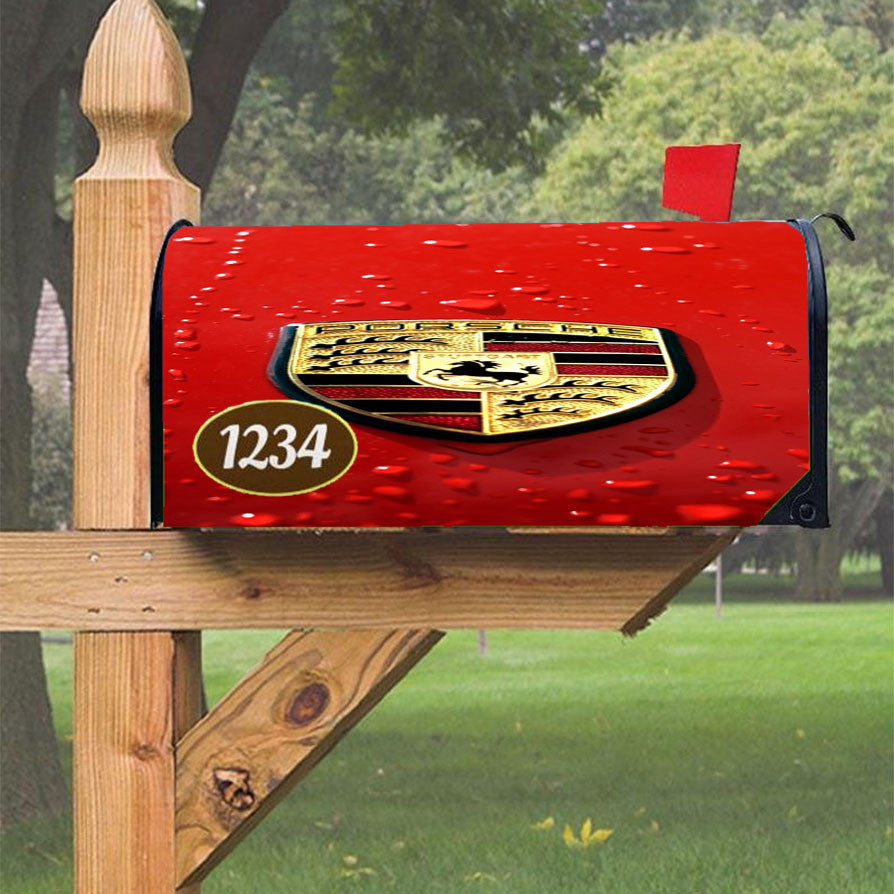 Porsche Logo Red Magnetic Mailbox Cover 18" X 21" Outdoor Decor