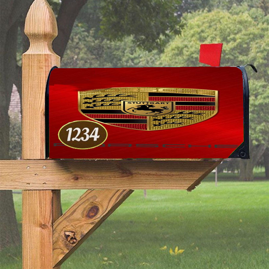 Porsche Red Design Magnetic Mailbox Cover 18" X 21" Outdoor Decor