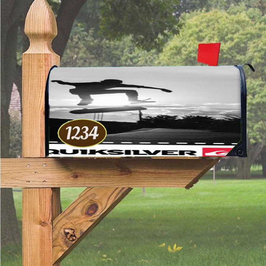Skateboarder Quiksilver Magnetic Mailbox Cover 18" X 21" Outdoor Decor