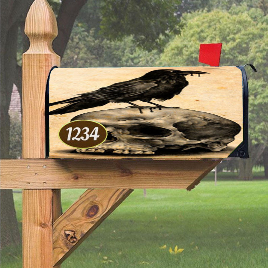 Skull Bird Magnetic Mailbox Cover 18" X 21" Outdoor Decor