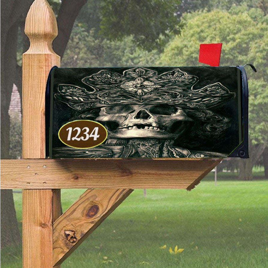 Skull Death Morgue Magnetic Mailbox Cover 18" X 21" Outdoor Decor