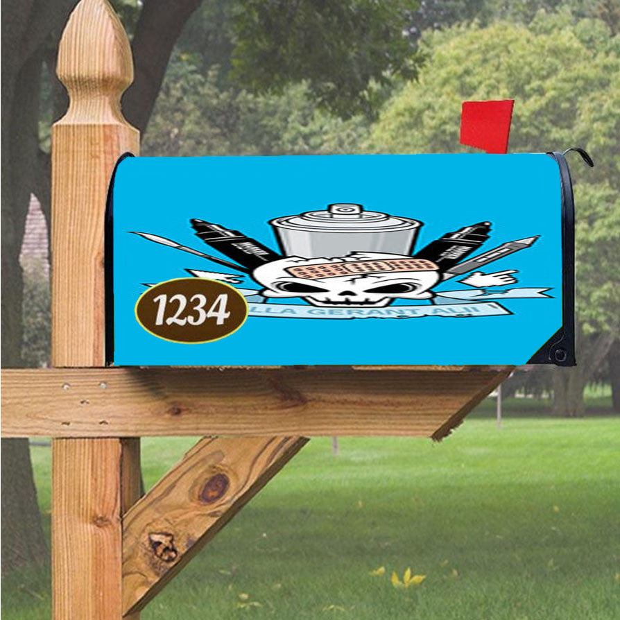 Skull Emblem Magnetic Mailbox Cover 18" X 21" Outdoor Decor