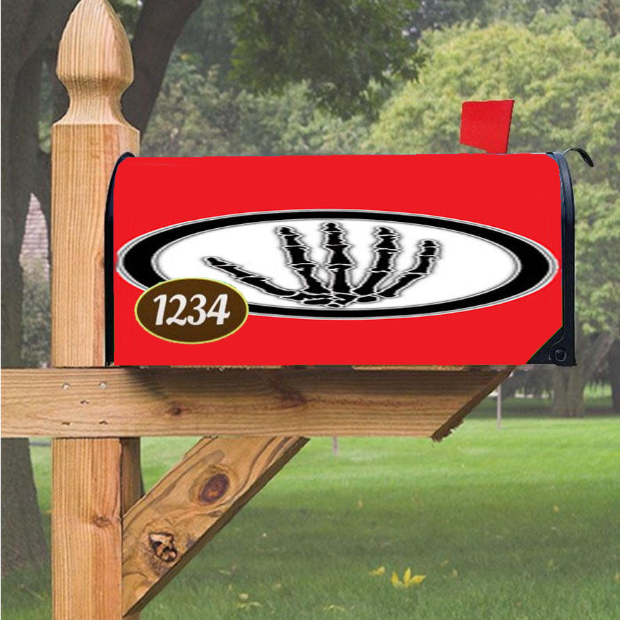 Skull Hand Design Red Magnetic Mailbox Cover 18" X 21" Outdoor Decor