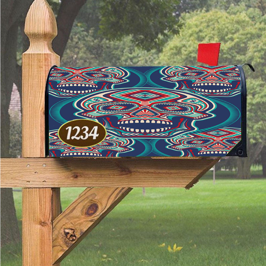 Skull Pattern Oldschool Magnetic Mailbox Cover 18" X 21" Outdoor Decor