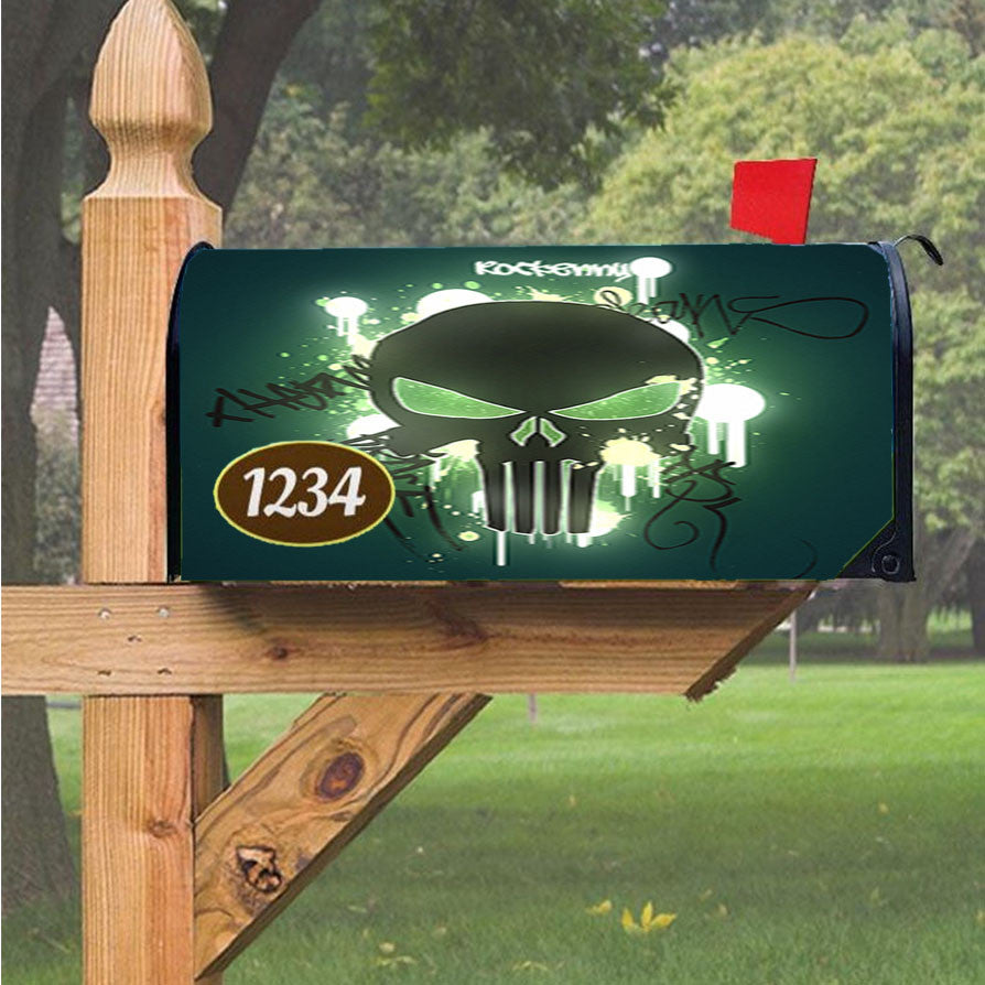 Skull Punisher Graffiti Magnetic Mailbox Cover 18" X 21" Outdoor Decor