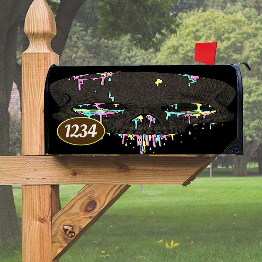 Skull Rainbow Magnetic Mailbox Cover 18" X 21" Outdoor Decor