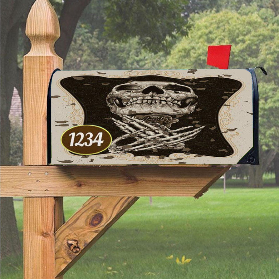 Skull Roses Magnetic Mailbox Cover 18" X 21" Outdoor Decor