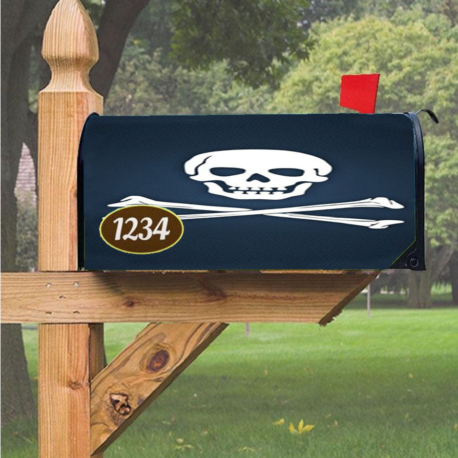Skull White Magnetic Mailbox Cover 18" X 21" Outdoor Decor