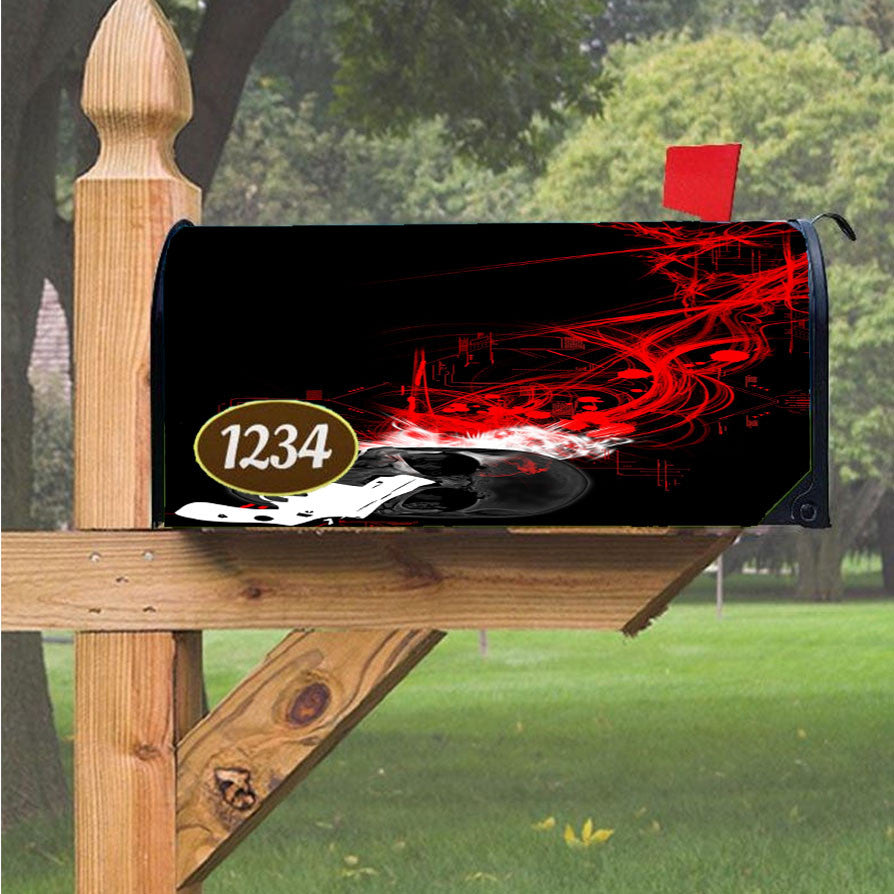 Skull White Gun Logo Magnetic Mailbox Cover 18" X 21" Outdoor Decor