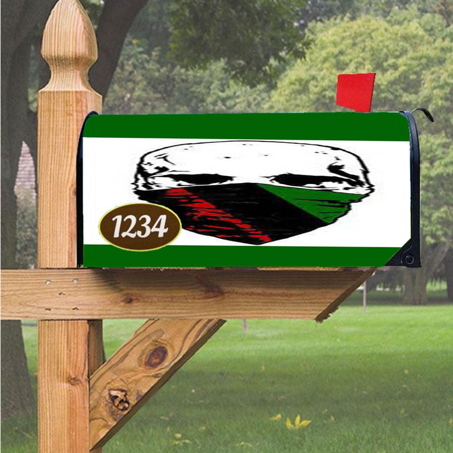 Skull With Mask Magnetic Mailbox Cover 18" X 21" Outdoor Decor
