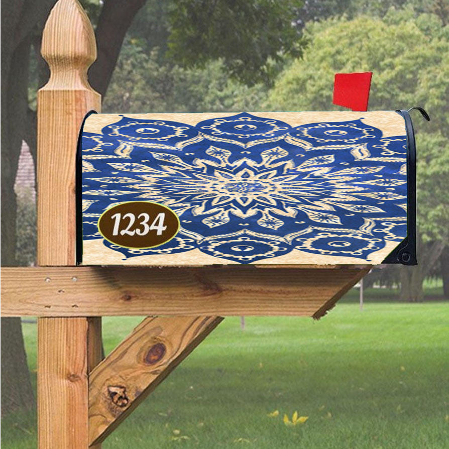 Sky Floral Mandala Magnetic Mailbox Cover 18" X 21" Outdoor Decor