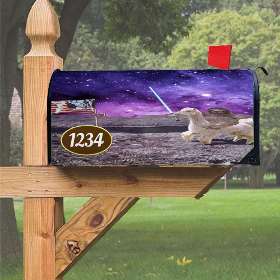 Sloth On Galaxy Magnetic Mailbox Cover 18" X 21" Outdoor Decor