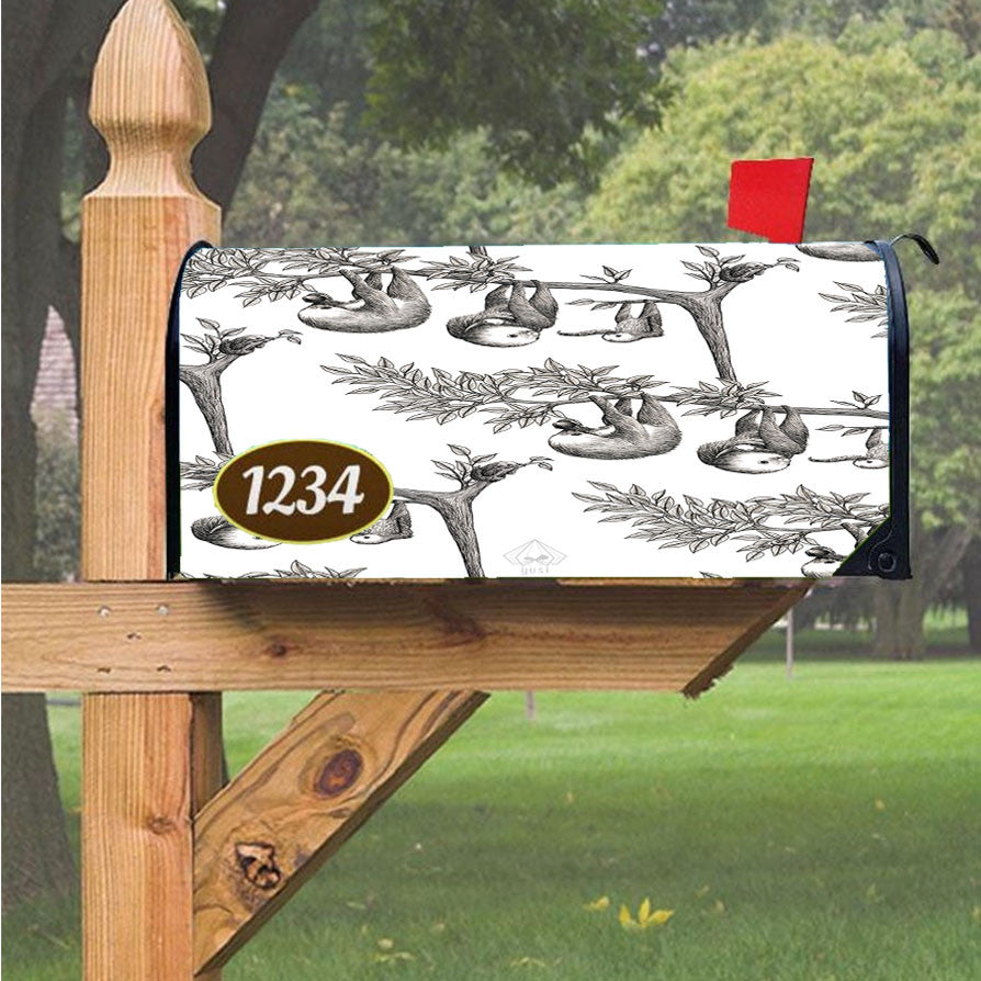 Sloth On Tree Pattern Magnetic Mailbox Cover 18" X 21" Outdoor Decor