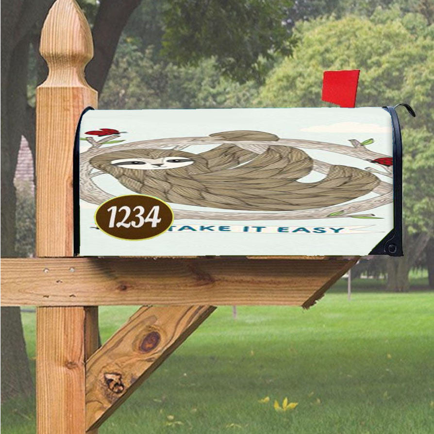 Sloth Take It Easy Magnetic Mailbox Cover 18" X 21" Outdoor Decor