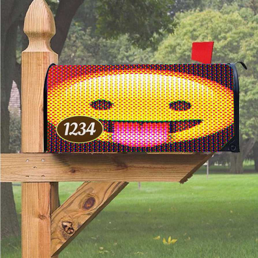 Smile Pixels Emoticon Magnetic Mailbox Cover 18" X 21" Outdoor Decor