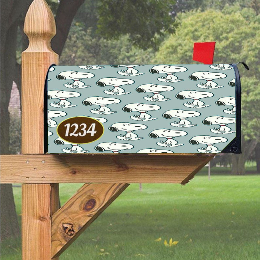 Snoopy Blue Line Magnetic Mailbox Cover 18" X 21" Outdoor Decor