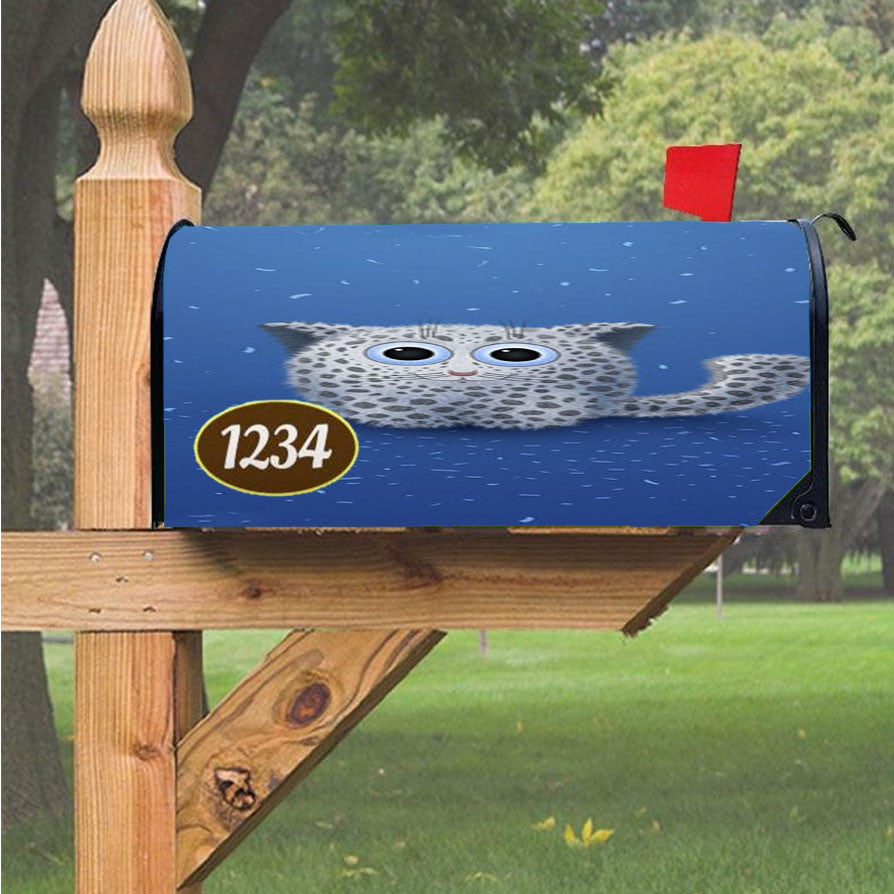 Snow Leopard Toon Magnetic Mailbox Cover 18" X 21" Outdoor Decor