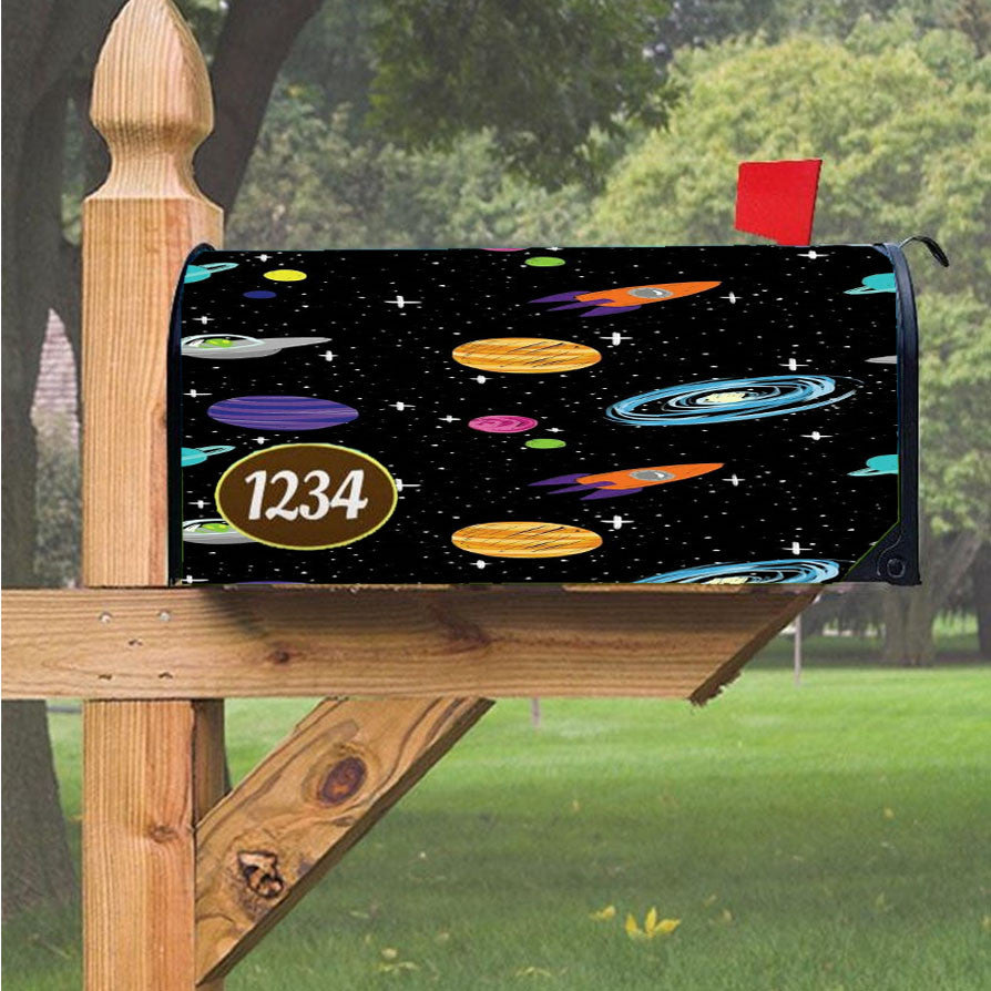 Space Planet Pattern Magnetic Mailbox Cover 18" X 21" Outdoor Decor