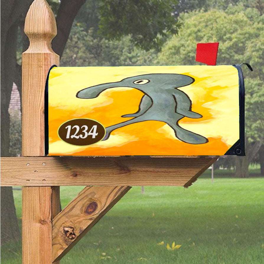 Squidward Ugly Painting Magnetic Mailbox Cover 18" X 21" Outdoor Decor