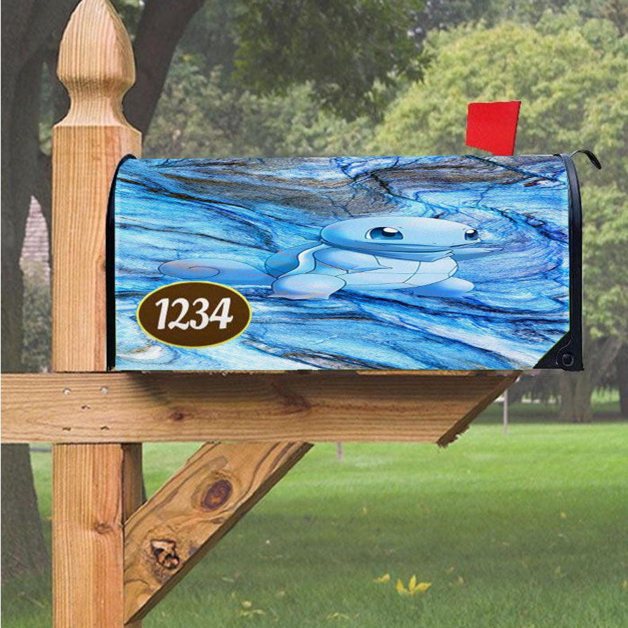 Squirtle Blue Marble X Stone Magnetic Mailbox Cover 18" X 21" Outdoor Decor