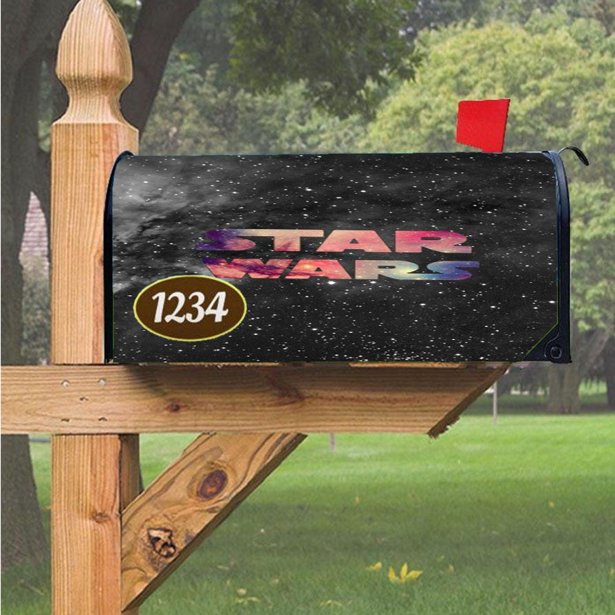 Star Wars Galaxy Black Magnetic Mailbox Cover 18" X 21" Outdoor Decor