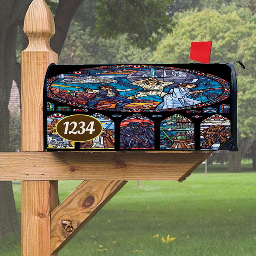 Star Wars Stained Glass Magnetic Mailbox Cover 18" X 21" Outdoor Decor