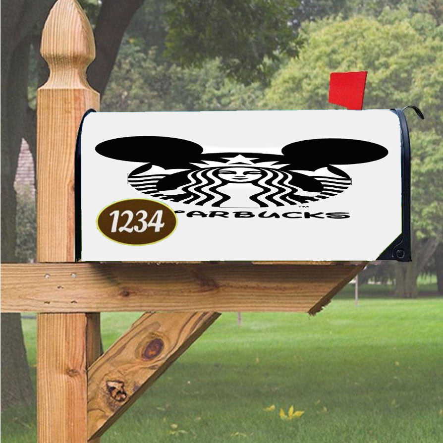 Starbucks Minnie Mouse Logo Black Magnetic Mailbox Cover 18" X 21" Outdoor Decor