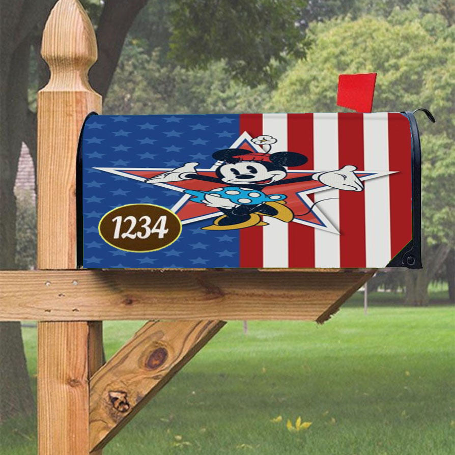 Stars And Stripes Minnie Magnetic Mailbox Cover 18" X 21" Outdoor Decor