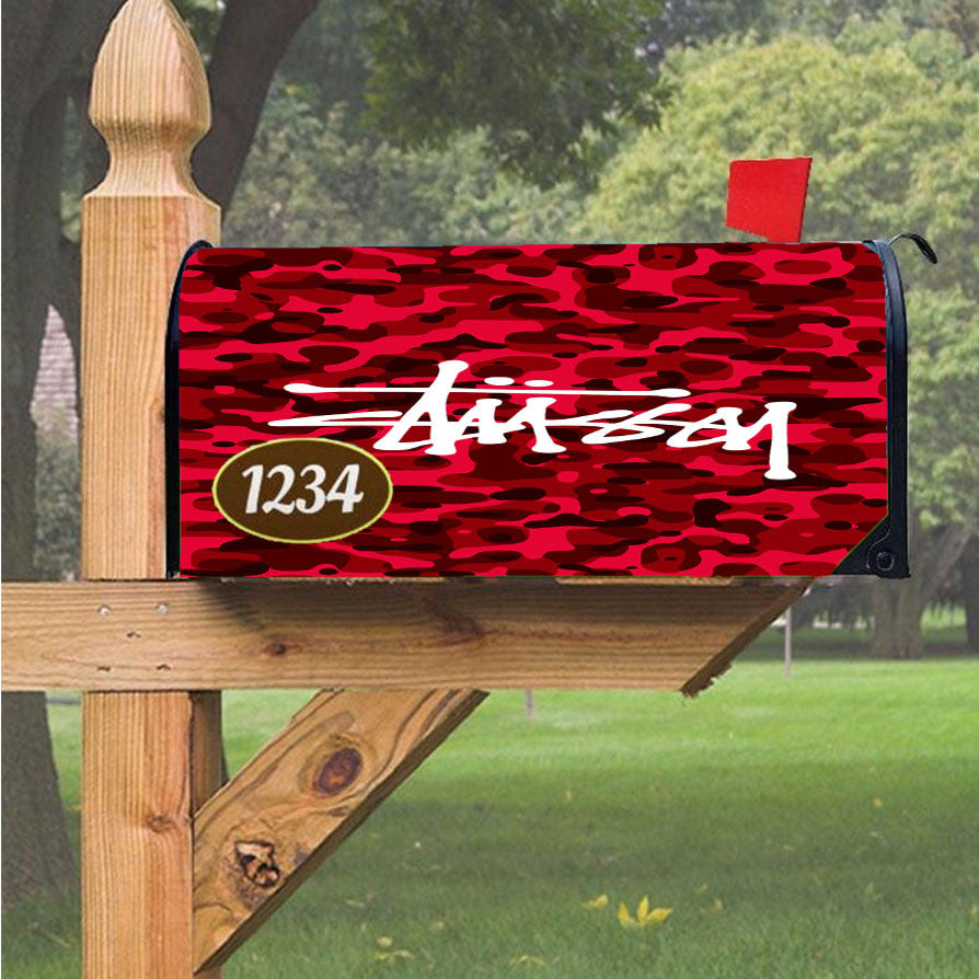 Stussy Bape Camouflage Red Magnetic Mailbox Cover 18" X 21" Outdoor Decor